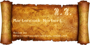 Martencsek Norbert névjegykártya