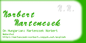 norbert martencsek business card